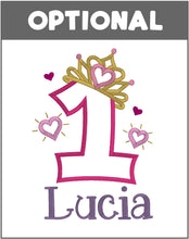 Load image into Gallery viewer, Custom Birthday Age Princess Crown TShirt Princess Name Princess Age
