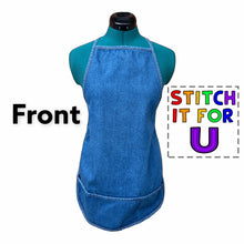 Load image into Gallery viewer, Denim apron “You can’t buy happiness but you can buy plants” custom embroidery
